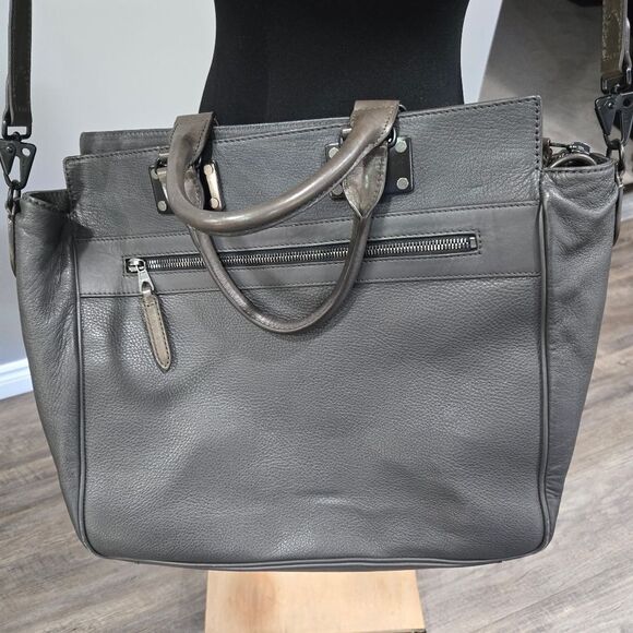 🐢 Rag & Bone Pilot Bag Large Dark Grey Excellent Condition - Picture 14 of 17